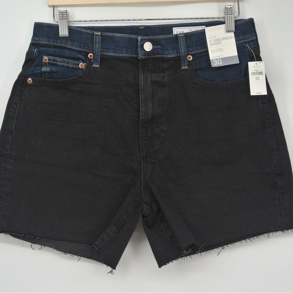 GAP ✨NWT✨High Waist 4” Girlfriend‎ Short 🖤Black & Dark Denim💙